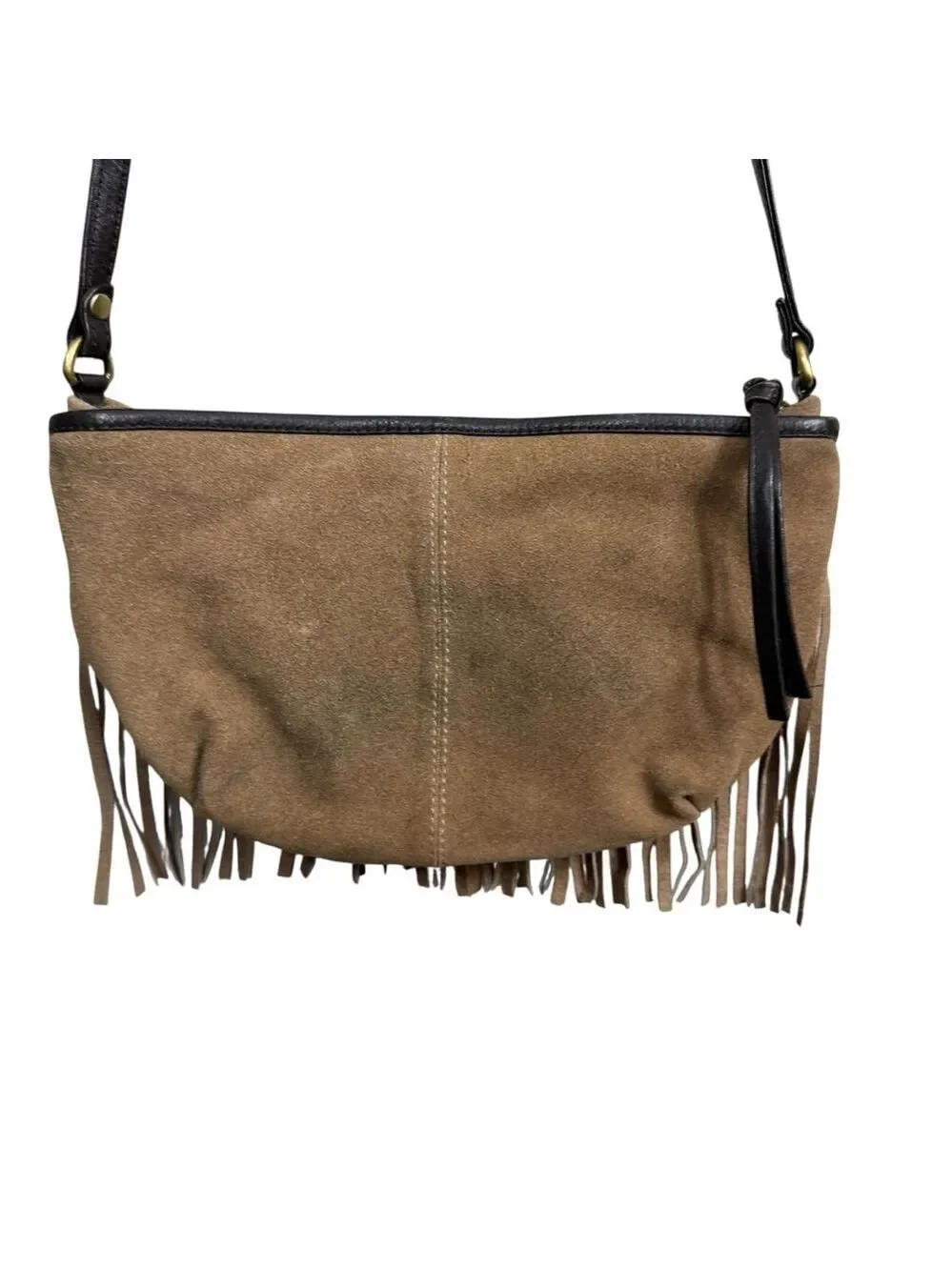 Suede Fringe Crossbody Bag Brown Boho Western Leather Strap